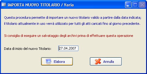 importa nuovo titolario